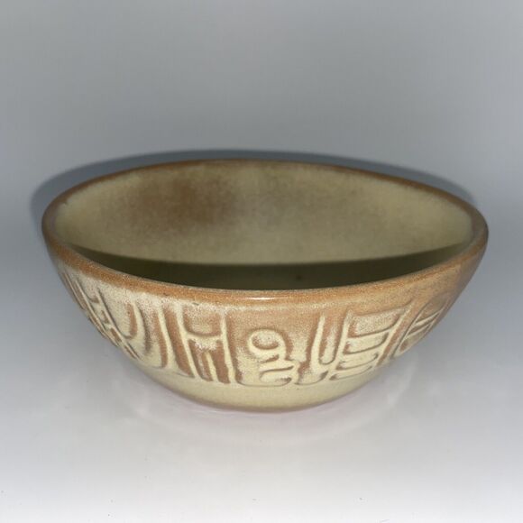 Vtg Frankoma Pottery Maya-Aztec Soup Bowl Woodland Moss Glaze - Picture 11 of 11